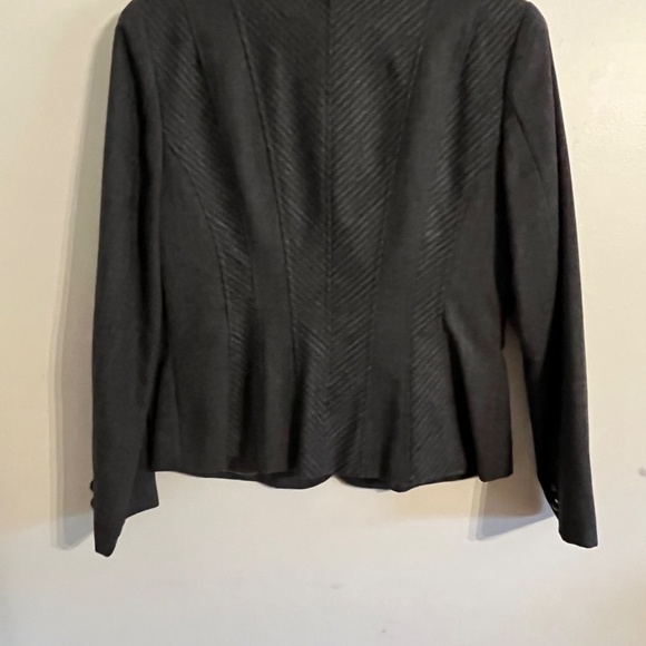 Howard Wolf Jacket Women 12 Gray Wool Blazer 90s Retro Striped Academia Office - Picture 10 of 14